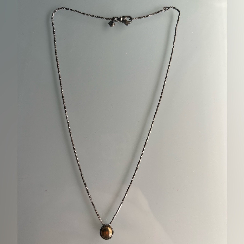 David Yurman Petite Chatelaine Necklace - Sterling Silver w 18K Yellow Gold Dome